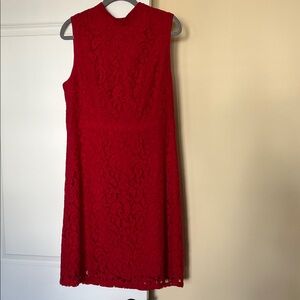 Adrianna Papell Elegant Red Lace Sleeveless Midi Dress